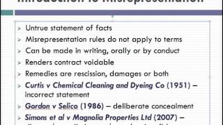 Misrepresentation Lecture 1 of 4 [upl. by Karen]